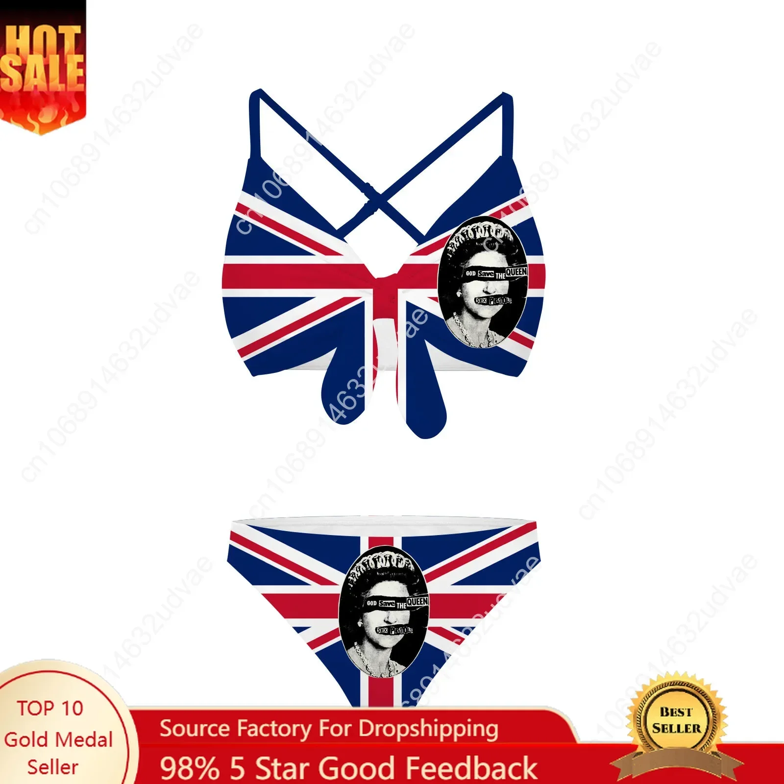 Sex Pistols Bathing Suits Cross Strap Suspenders Swimsuits Womens Personalized Bikini Pool Party Swimwear Customized Beachwear