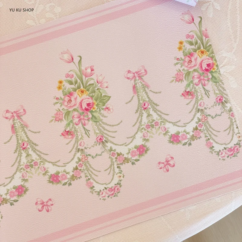 Vintage Placemat  for Table Bow Rose Floral Heat Insulation Mat Leather Table Mat Waterproof Oil Resistant Hot Western Placemat