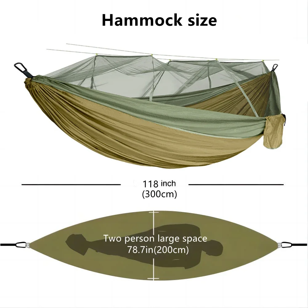 

Camping Leisure Double Mosquito Net Hammocks Portable Outdoor Garden Travel Sleeping Hanging Hammock Swing Tourist Nature Hike