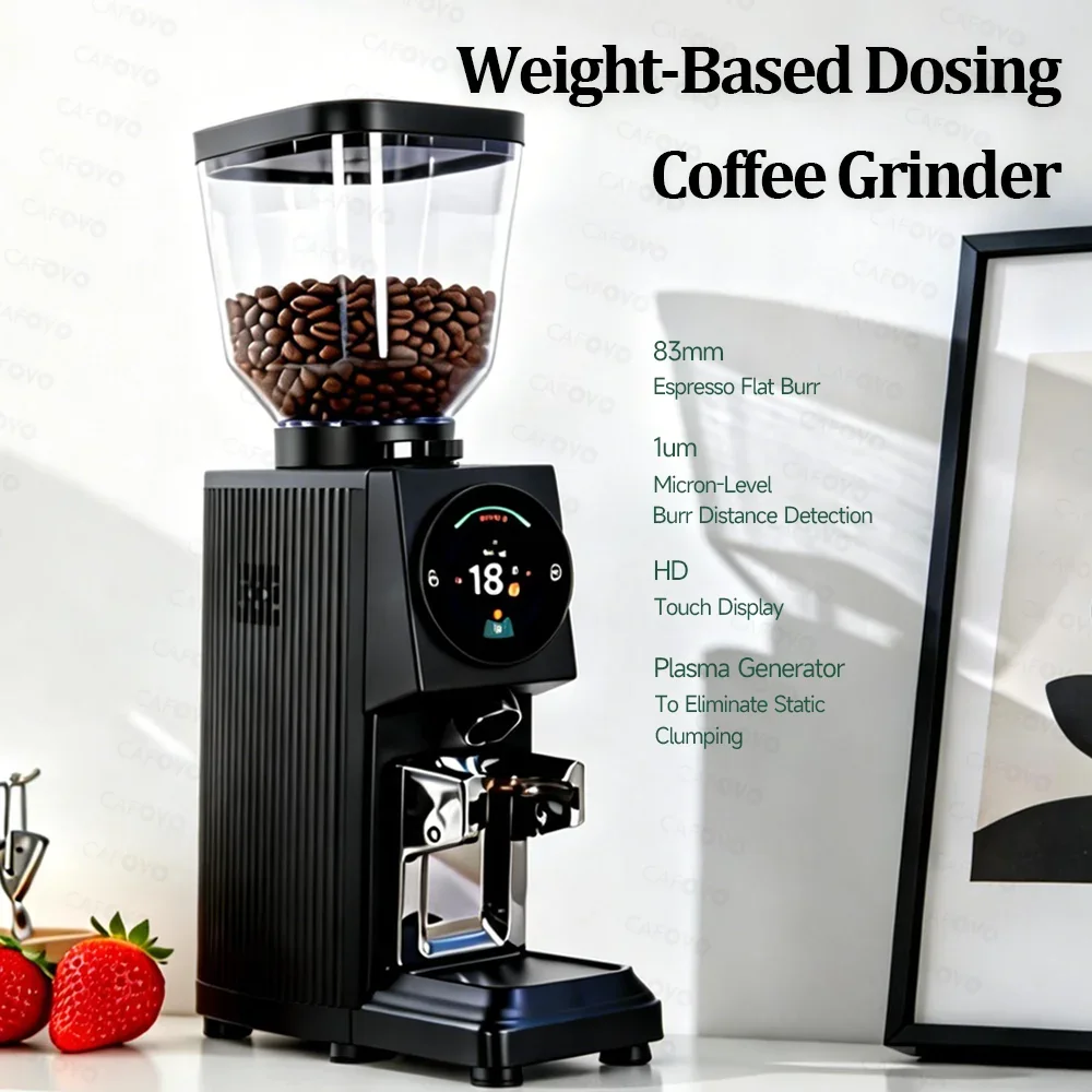 CAFOVO G83FW Weight-Based Dosing Coffee Grinder with 83mm Flat Burrs and Plasma Anti-Static for Espresso and Pour Over 220V
