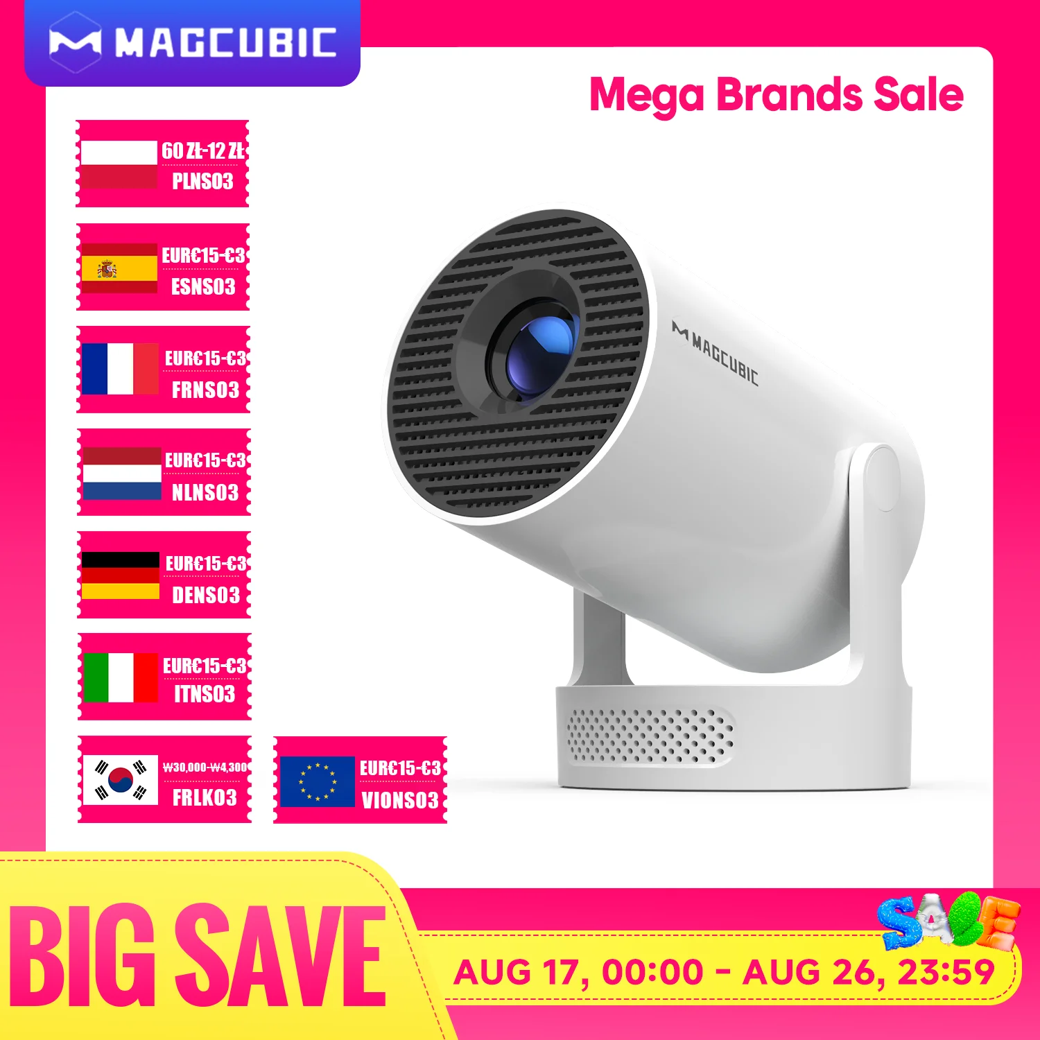 Magcubic HY300 Pro+ 8K Outdoor-Projektor 8000 Lumen Android 14 WiFi 6 BT5.4 Tragbarer 5W HiFi-Lautsprecher 720P HD