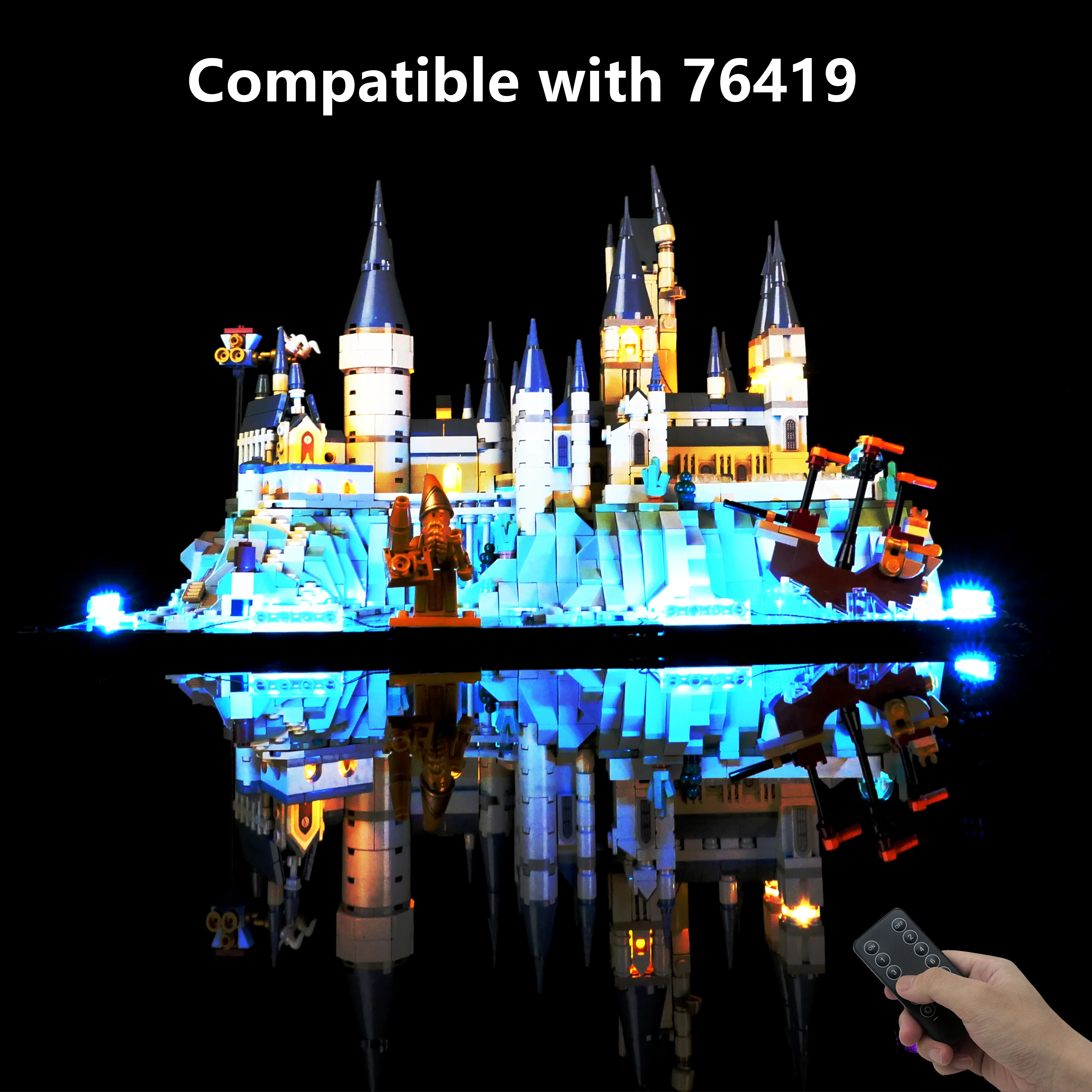 

DIY LED Light Kit Compatible with 76419 Magic School Courtyard Building Block Model, Remote Control Creative Lighting Set