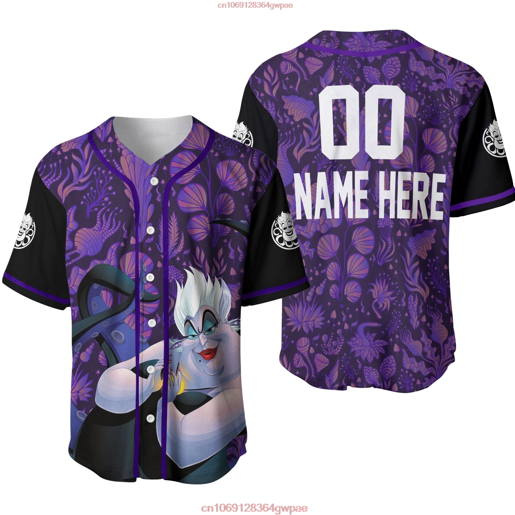 2023 New Disney Baseball Jersey Ursula Baseball Shirt Casual Fashion Street Free Customized Name Baseball Shirt