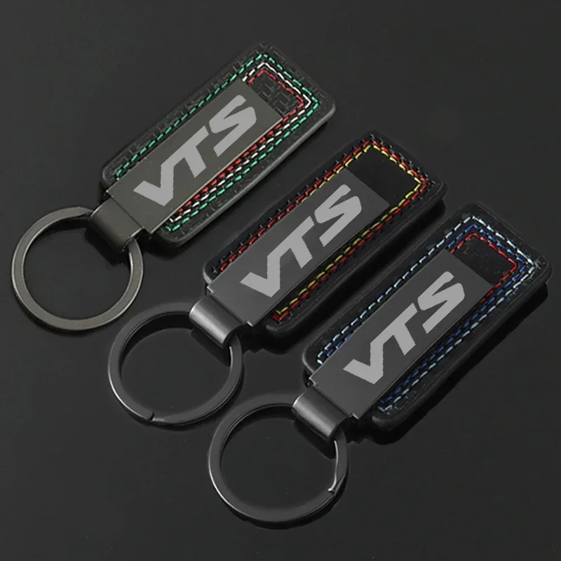 Carbon Fiber Leather Car Alloy Keychain Key Chain Rings Gifts for Citroen VTS Logo 2024 Keyrings Buckle Pendant Auto Accessories - view 3