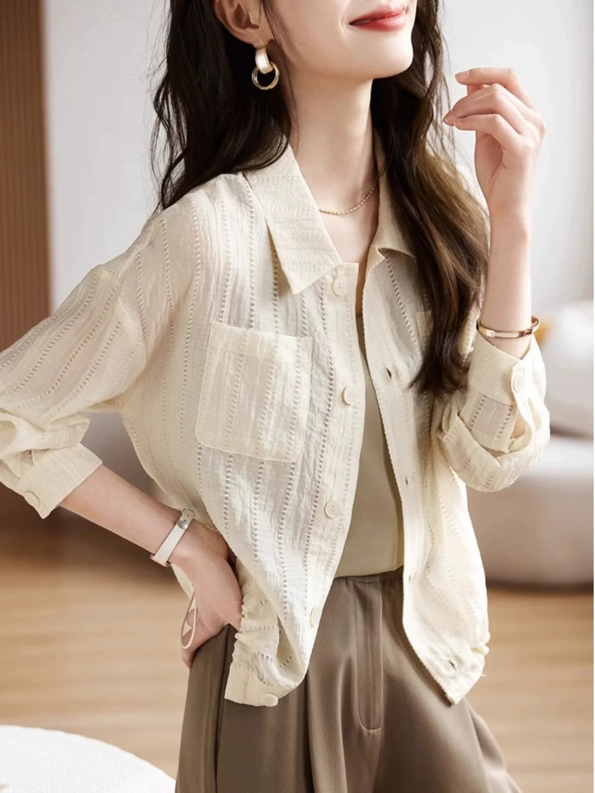 

Comfortable Lightweight Casual Korean Sle Women's ort Outerwear Sun Protection Faionable Versatile Spring Summer Jaet