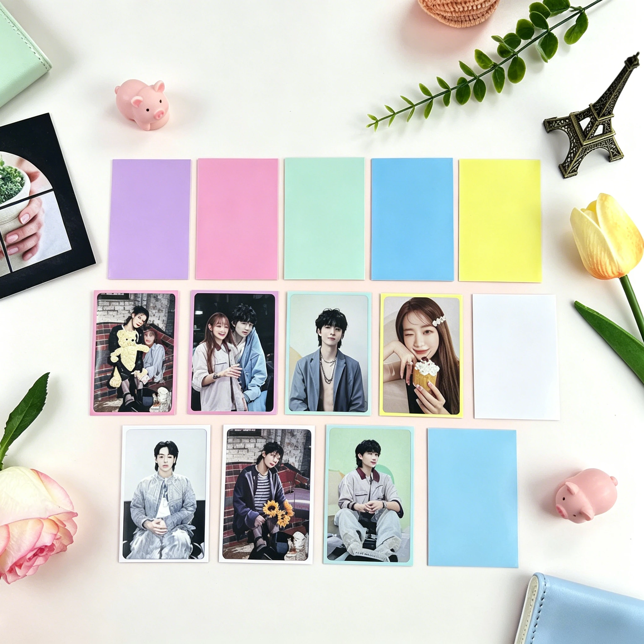 50pcs Holo Card Sleeves 61x91mm Macaron Color Kpop Holder For Postcards Films Game Cards Photocard Protector Film Album Binder