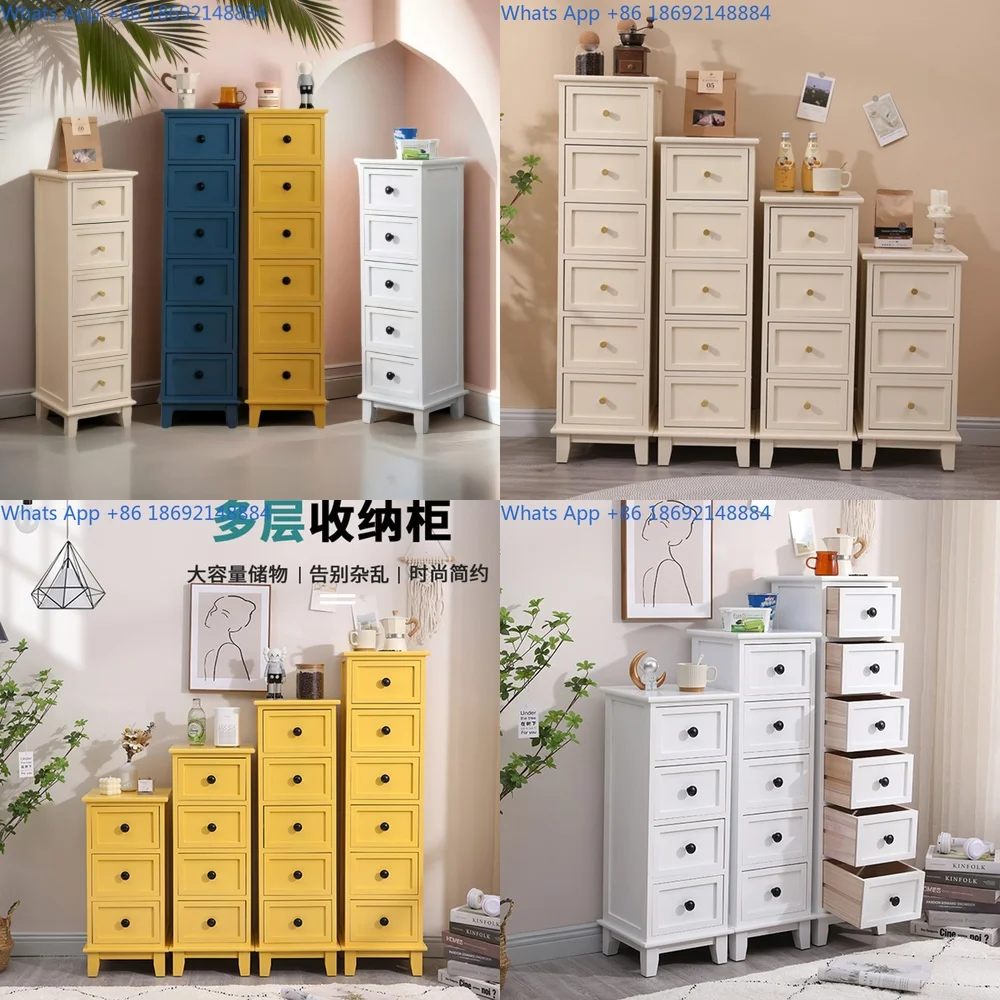 

Narrow Side Cabinet Gap Storage Cabinet Vintage Chest Multi Drawer Small Size Solid Wood Storage Unit