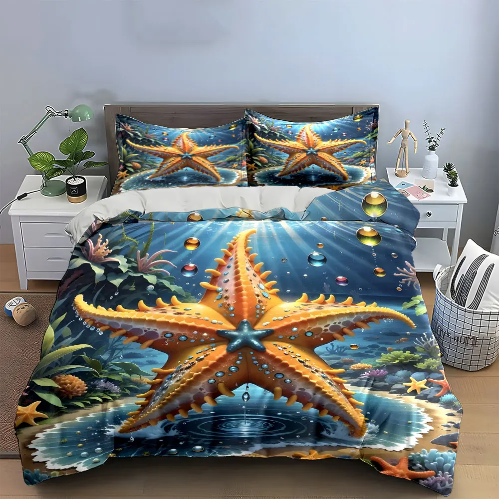 Starfish Ocean Decor Set Multiple sizes kid's and adults' bedroom Exquisite 3PC bedding set, gift