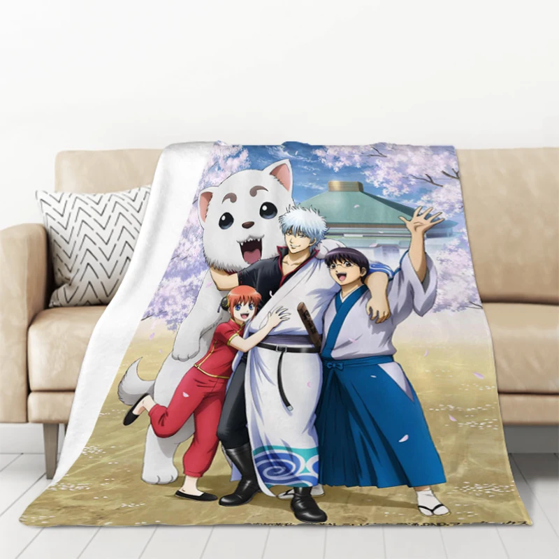 Anime Gintama Blankets for Decorative Sofa Blanket Furry Throw & Throws Bed Double Fluffy Soft Custom Fleece Kid's Antistatic