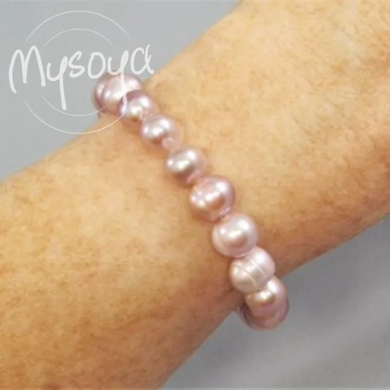 

MYSOYA Pink Freshwater Pearl Bracelet 7-8mm With Gift Box For Her/Him Birthday/Wedding/Christmas/New Year/Anniversary Gift