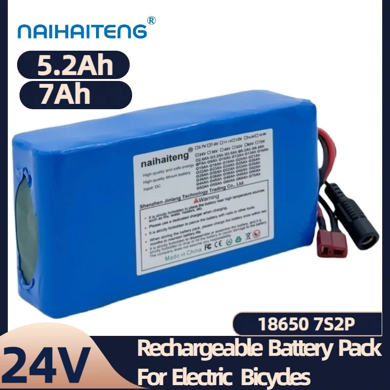 24V 5.2Ah 7Ah 7S2P 18650 Rechargeable Lithium Battery Pack Universal Customizable For Folding Modified Bikes E Bicycles