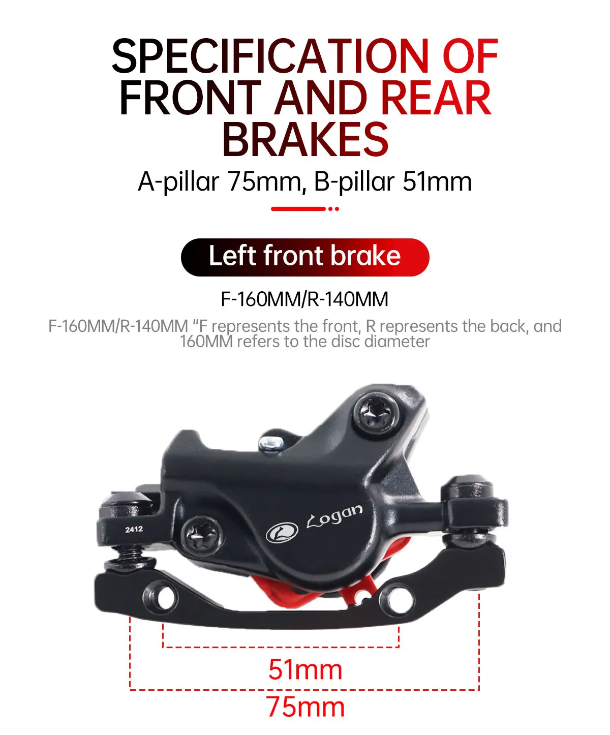 TESNO M500 2-Piston MTB Hydraulic Disc Brake Set Aluminum Alloy Front And Rear Bicycle Brakes with Silicone Protective Covers