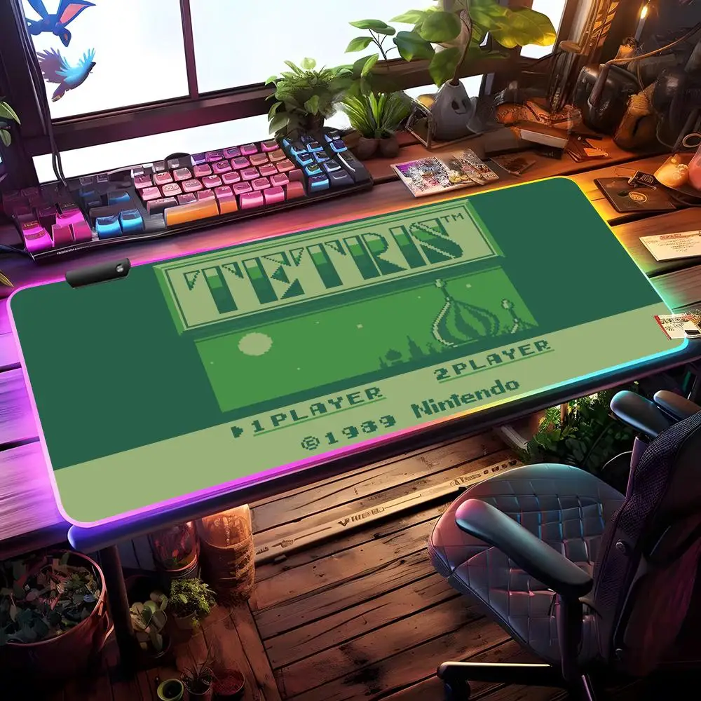 Game T-TETRI Mouse Pad RGB Gaming Mouse Pad Desk Mat HD Gamer Large LED Light XXL MousePads