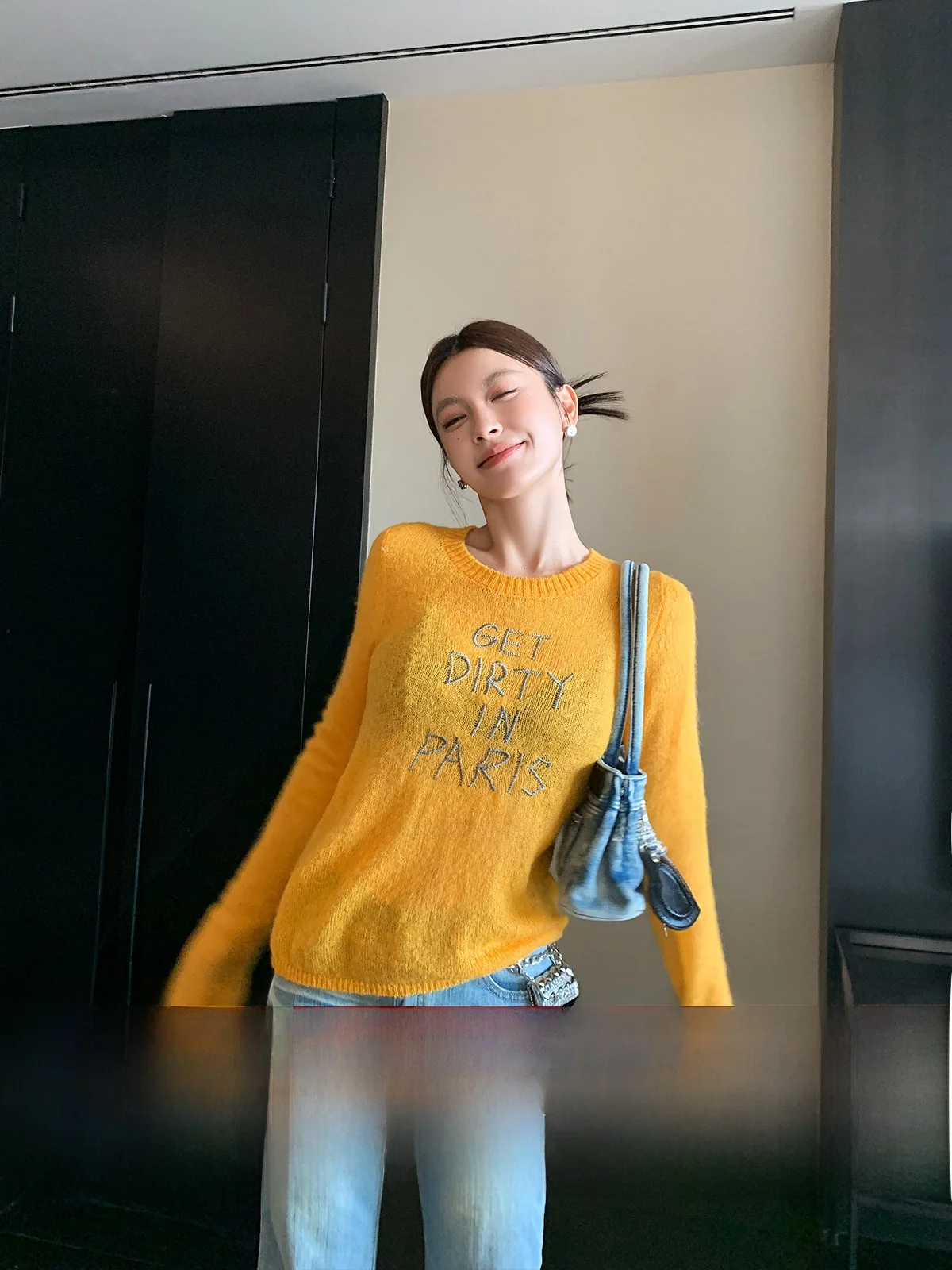 

LIONE Korean Style Casual Dopaamine Letter Embroidery Micro Transparent Hollow Knitted Sun Protection Shirt Women's Fashion