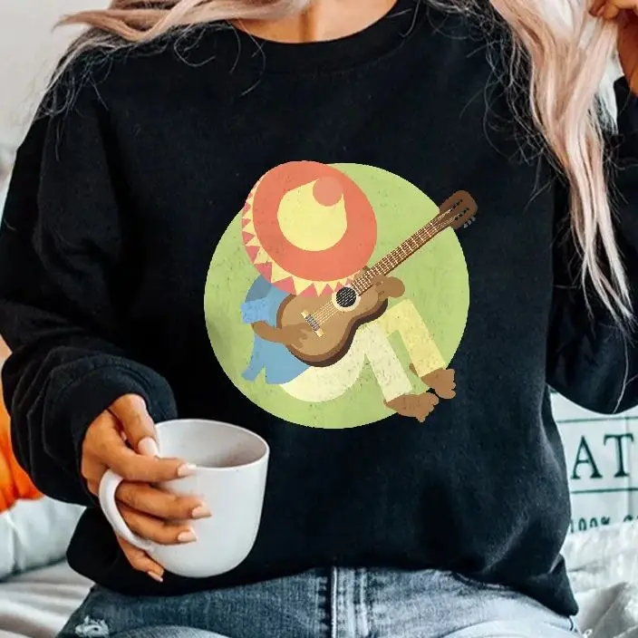 

Graphic Geometric Minimalist Sweatshirt Mexican Style Guitar Retro Vintage Graphic Hoodies Y2K Casual Versatile Stylish Pullover