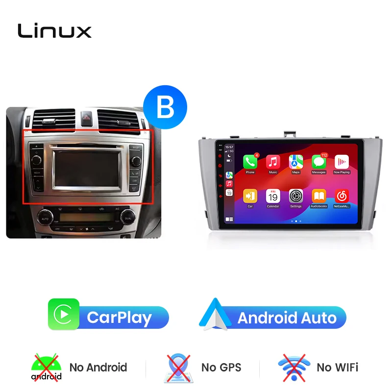 Junsun draadloze CarPlay Android Auto autoradio voor Toyota Avensis Mk3 (T270) 2009-2018 met ingebouwde koelventilator, Android GPS navigatie, multimediaspeler, WiFi, DSP, RDS, BT, SWC, IPS