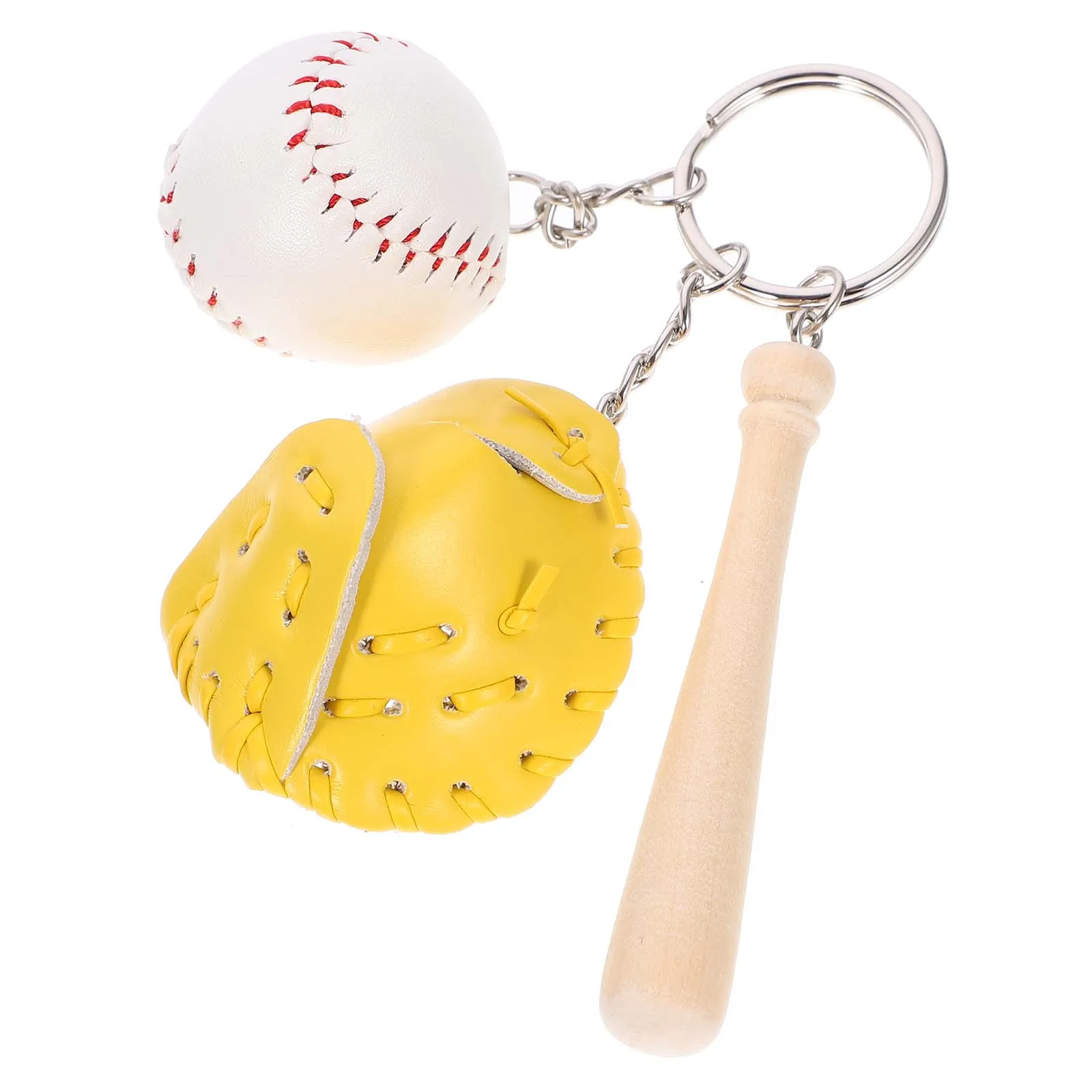 

2Pcs Baseball Keychains Yellow PU Ring Pendant Sports Accessories Gifts for Boys Team Souvenirs Charms
