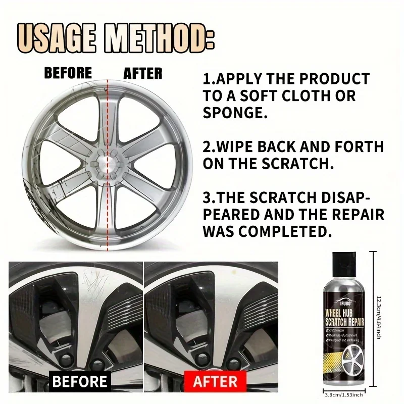 Car rim scratch repair and polishing kit - restore gloss and remove oxidation from tire edges