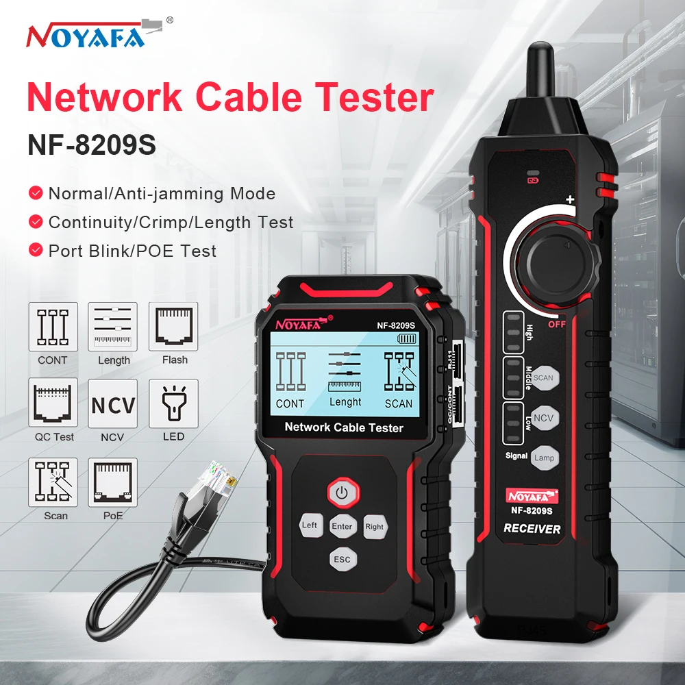 Netzwerkkabel-Tracker NOYAFA NF-8209S LAN-Messgerät Netzwerkwerkzeuge LCD-Display Längenmessung Drahtkarten-Tester Kabel-Tracker
