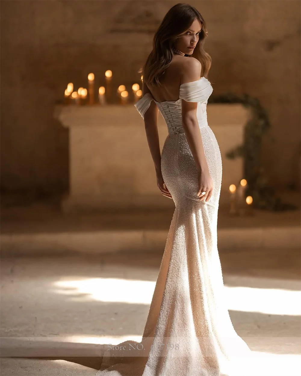 Robe de mariée plissée perlée en satin, sirène sexy avec perfecCourt, mariage, tout ce qui est pour les patients, Off the Initiated