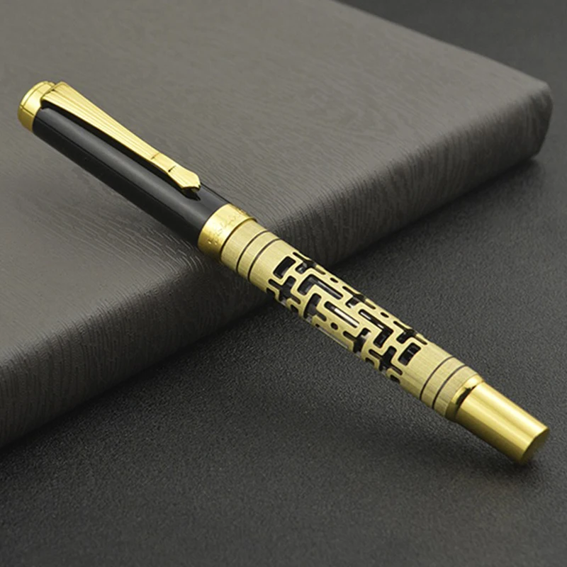 Retro Metal Hollow Iridium Fountain Pen 0.7mm Nib Teacher Student Writing Practice Pen Business Office Signature Pen