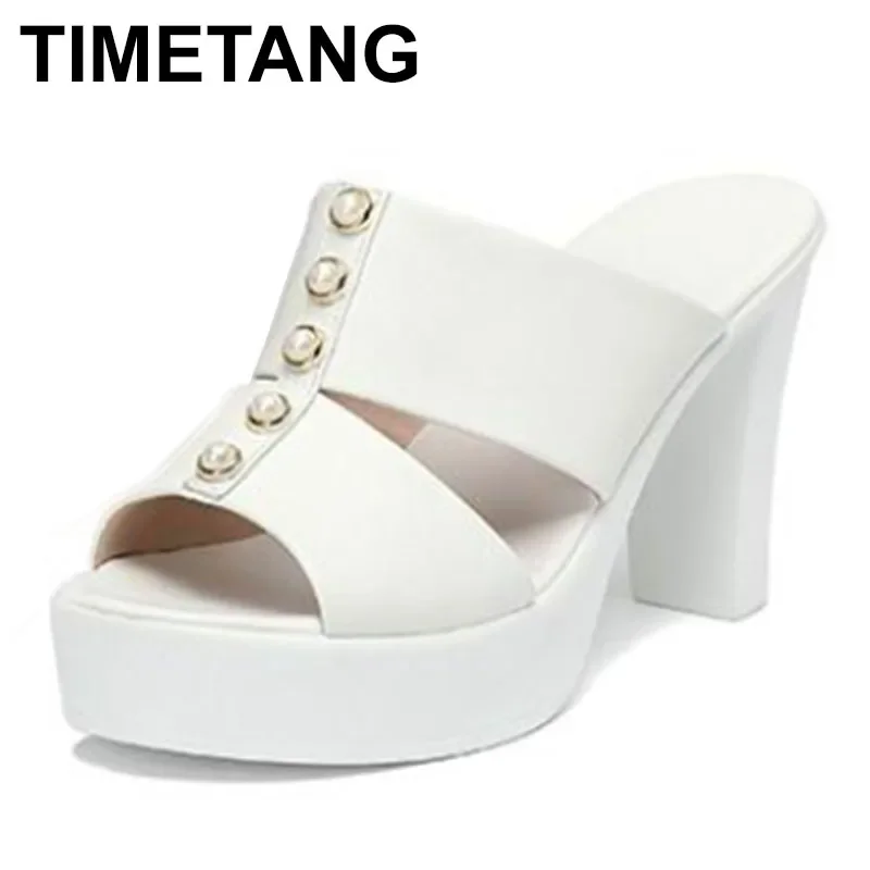 

Женские шлепанцы из натуральной кожи, на платформе и толстом каблуке, размеры 34-43