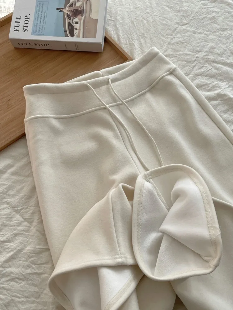 Fce 라인드 와이드 레그 팬츠 하이 웨이스트 스트레이트 컷 요가 캐주얼 팬츠 슬리밍 롱 트라우저 여성용 다용도 가을...