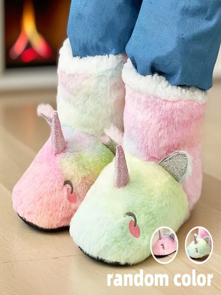 

Cartoon Unicorn Tianma Home Clothing Baby Slippers Medium and Large Children's Slippers Thickened