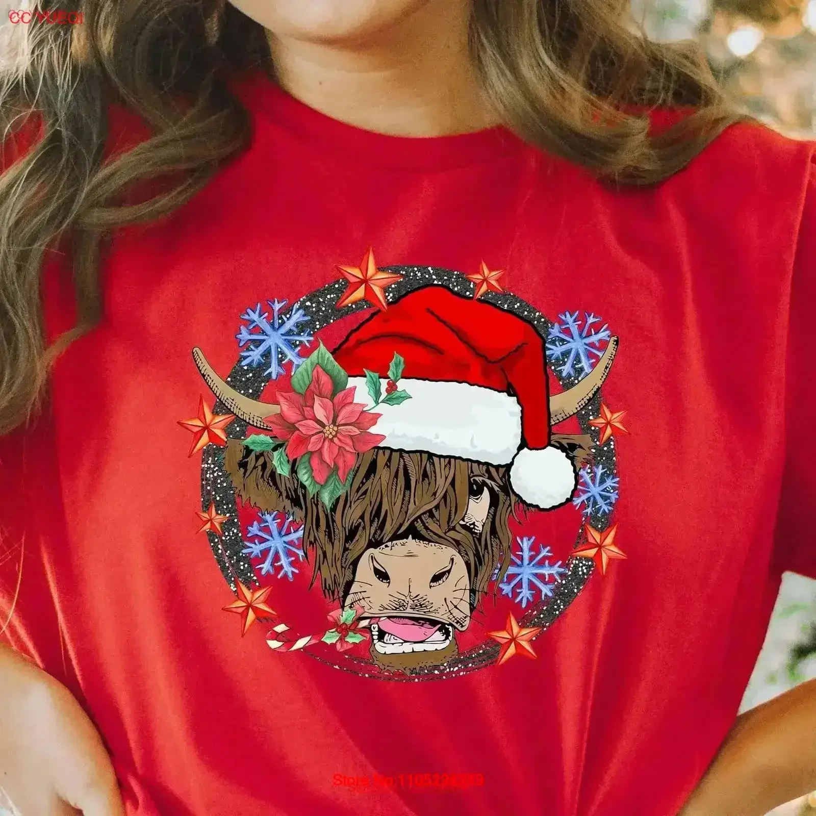 Christmas Crewneck Cow T Shirt Highland SweaT Farm Holiday s Xmas vintage Washed streetwear graphic Casual Breathable vintage