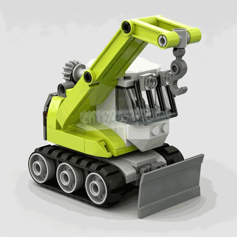 132PCS MOC Tiny Tracked Crane Construction Vehicle Model Custom Building Blocks DIY Technical Creative Assembly Educational Toy