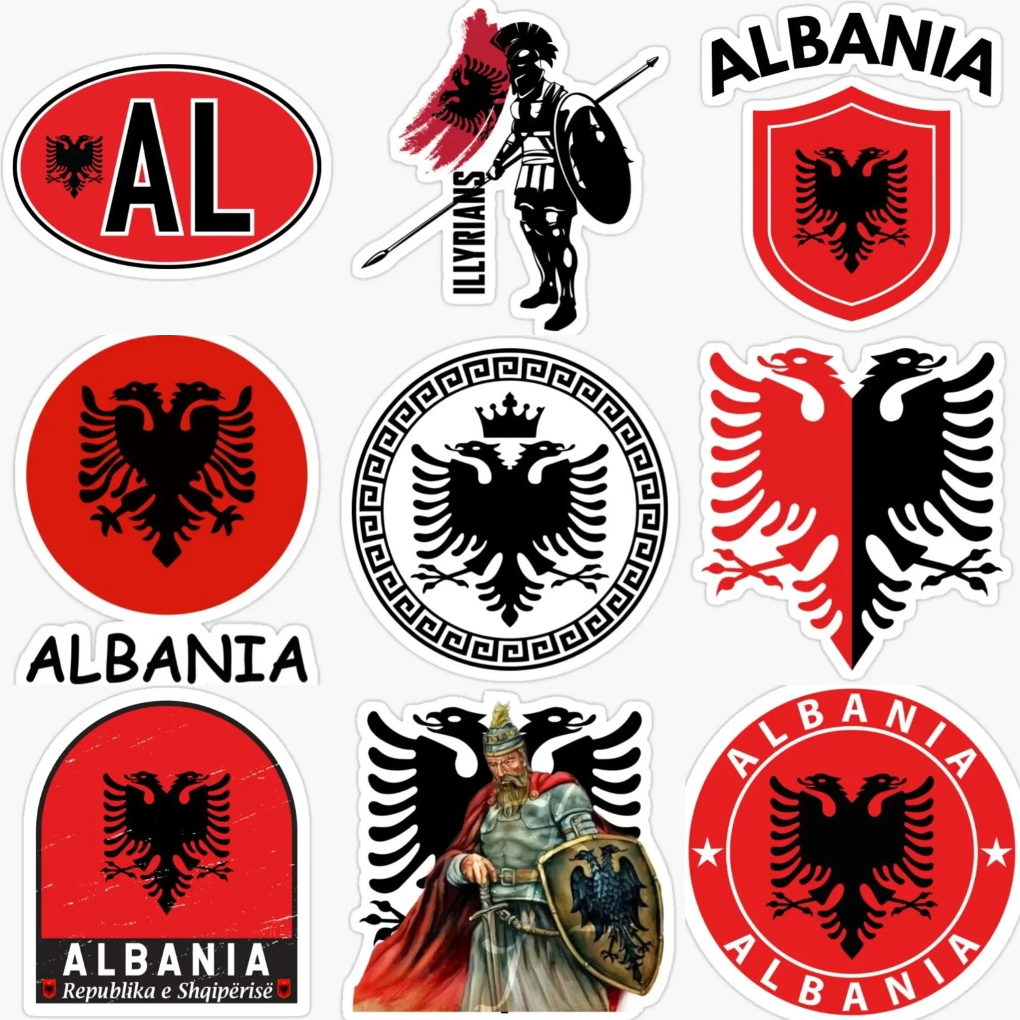 

AL Albania Flag National Emblem Eagle Creative Sticker for Decorate Car Van Bicycle Truck Wall Window Fridge Decal Accessories