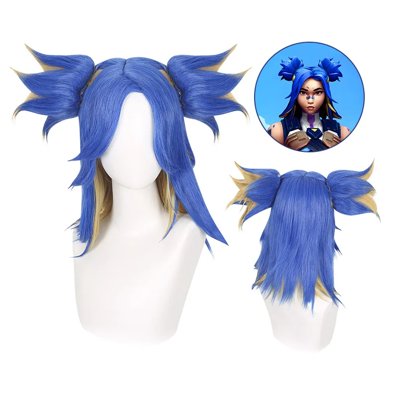 Perruque de cosplay néon du dernier agent de Valorant complète avec la pince à cheveux