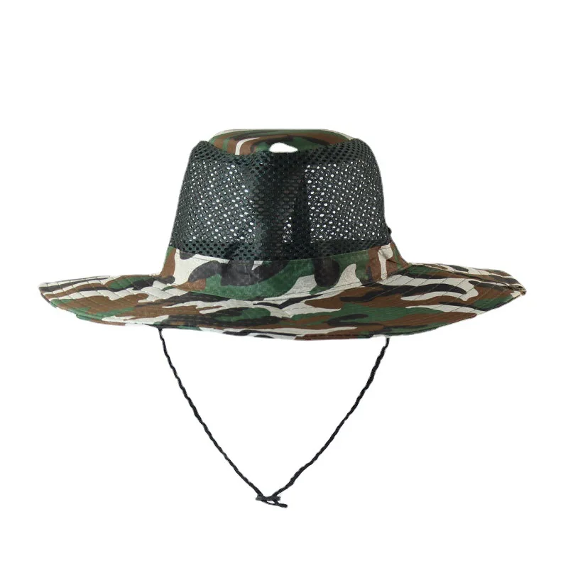 Men Women Summer Camouflage Foldable Sun Fisherman Hat Flanging Wide Brim Big Breathable Mesh Sunscreen Sport Fishing Cap B4