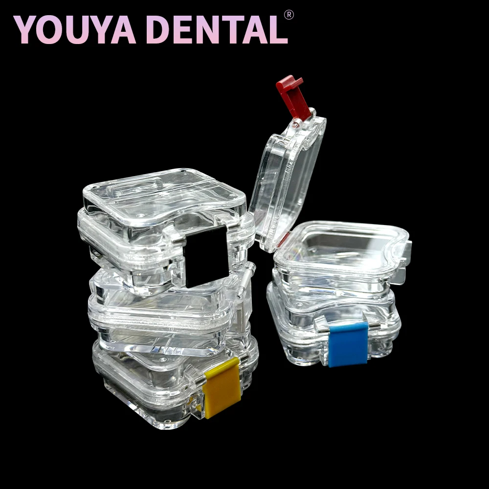 1 Pcs Dental Denture Storage Box with Transparent Flexible Film Color Latch Plastic Film Box for Crown Veneers Chip Storage