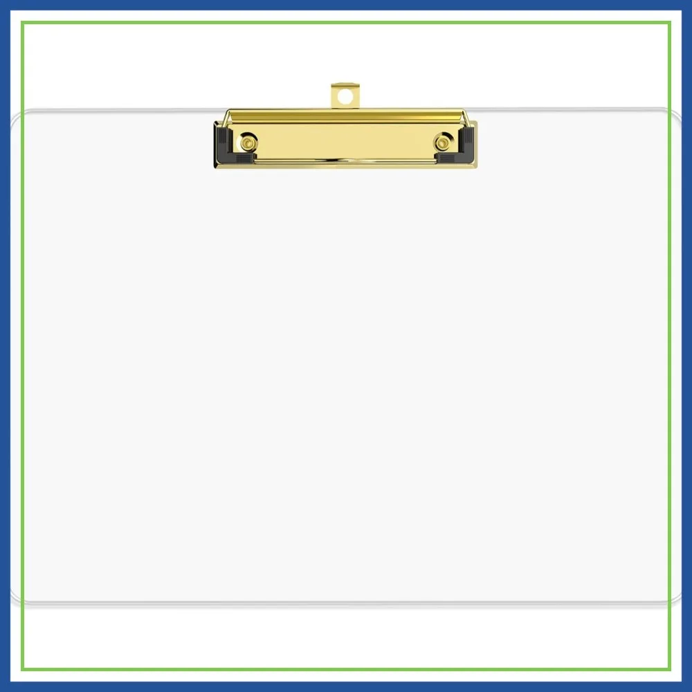 

Clear Horizontal Clipboard, 12.5x9'' Letter Size, A4 Landscape, Low Profile Gold Clip for Office School