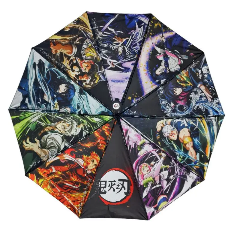 Demon Slayer simpatico cartone animato a tema anime moda studente creativo pieghevole protezione UV e ombrellone a doppio scopo regalo