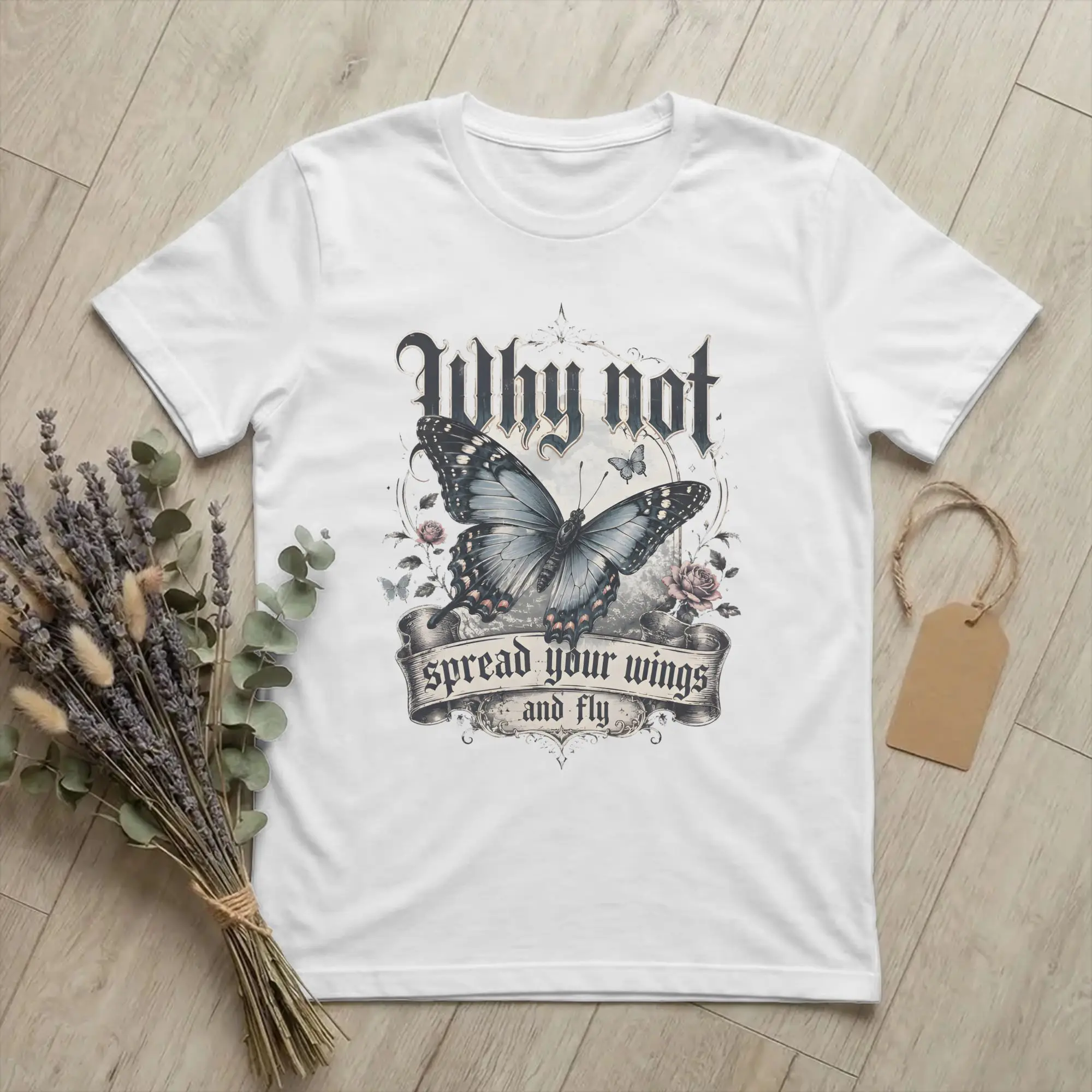 Men Women Why Not Spread Your Wings Butterfly Inspirational T Shirts Hilary Duff Cotton Tops Round Neck Tees New Arrival T-Shirt