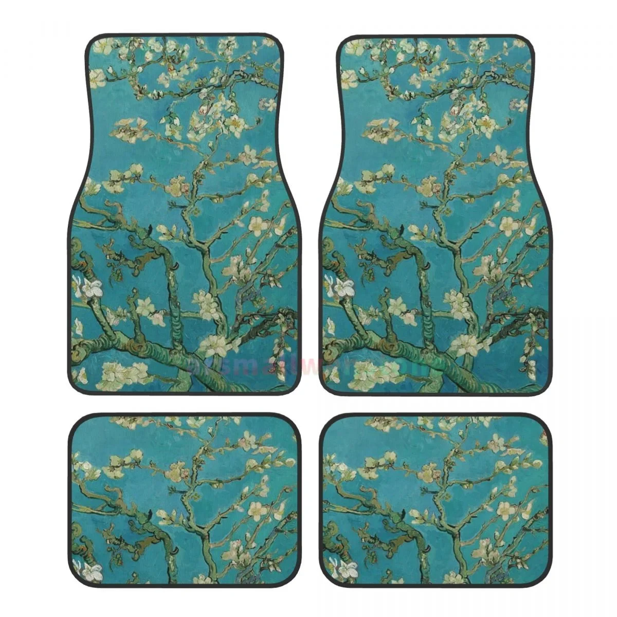 Vincent Van Gogh Almond Blossom Sling 4PCS Crystal Velvet Women's Car Floor Mat, Anti Fouling Car Floor Mat Car Accessories