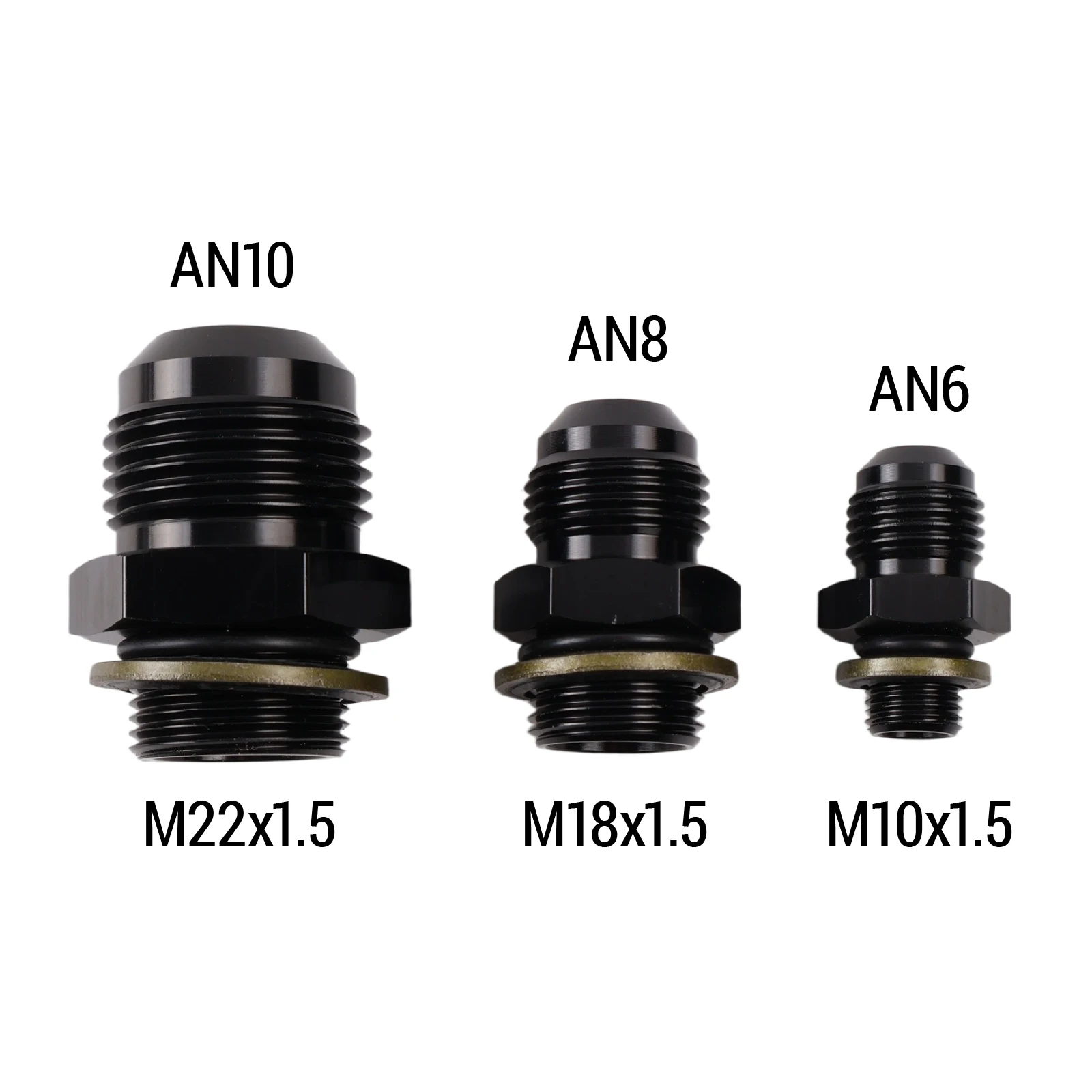 PIKBUK Aluminium AN6 AN8 AN10 AN12 auf M10/12/14/16/18/20/22x1.5 Adapter Flare-Fitting Auto-Schlauchanschluss Stecker Ölkühler-Anschluss – Detail 4