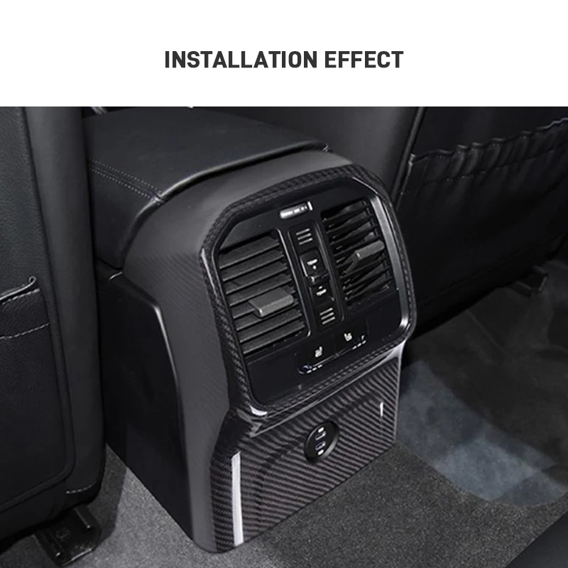 For Porsche Macan 2014-2024 Real Carbon Fiber Car Rear Air Conditioner Air Outlet Panel Anti-kick Protective Cover Accessories