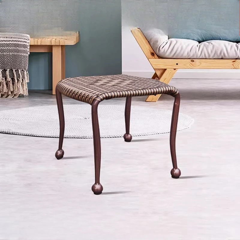 

Стул из ротанга ручной работы, домашнее сиденье для отдыха, минималистичный квадратный табурет для детского балкона, натуральный плетеный домашний и уличный декоративный стул