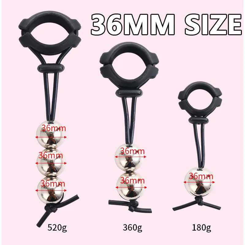 DIY Weight-bearing Cock Ring Drop Ball Penis Heavy Stretcher Penis Erection Enlarger penile training Pendant Sex Toys For Men