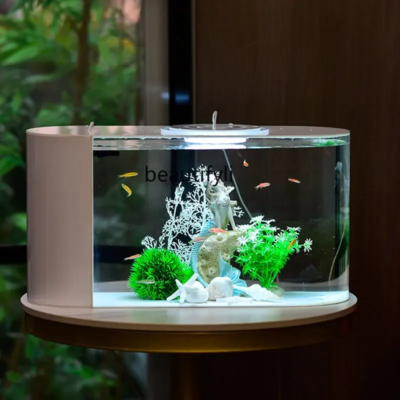 

Self-Circulating Side Filter Fish Tank Living Room Small Desktop Ecological Change Water Fish Globe Lazy