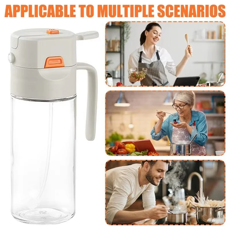 Oil Bottle for Cooking - Glass Olive Oil Sprayer and Pourer, Ideal for Grilling, Baking, and Salad Dressing Yellow-A27R