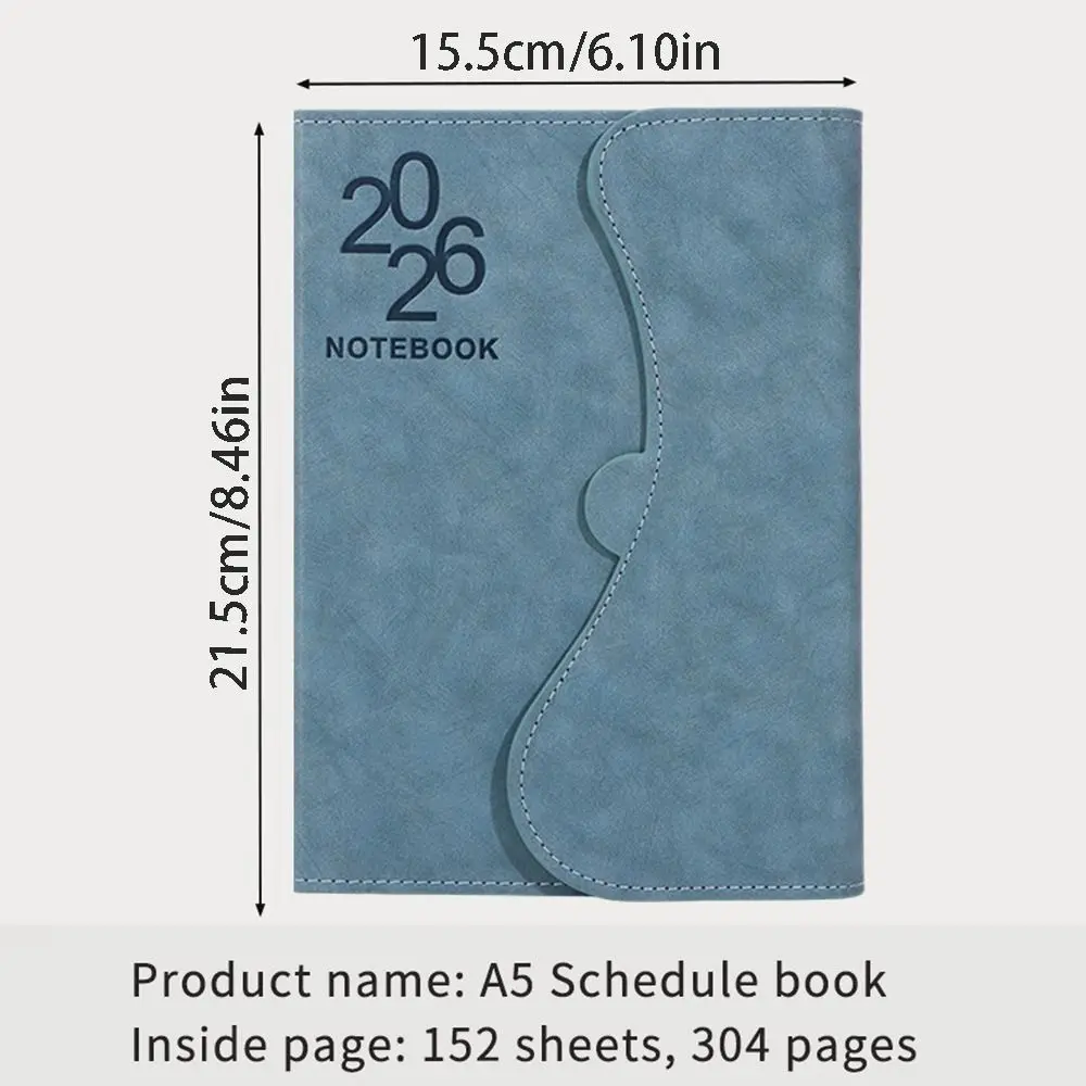 Planer na rok 2026, notatnik, 12 miesięcy, magnetyczna okładka PU, notatnik z listą zadań, prosty, wydajny planer do pracy biurowej.