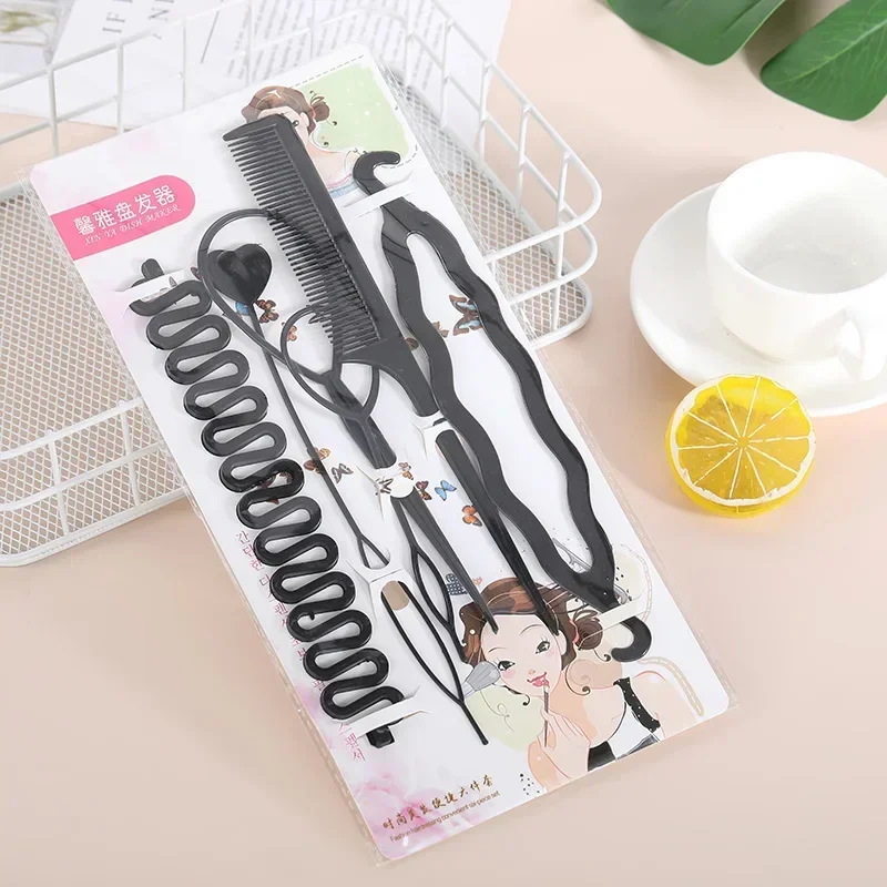 6 pezzi strumento per intrecciare i capelli kit di strumenti per lo styling di design dei capelli fai da te updo coda di cavallo accessori topy kit treccia per capelli set ago per capelli