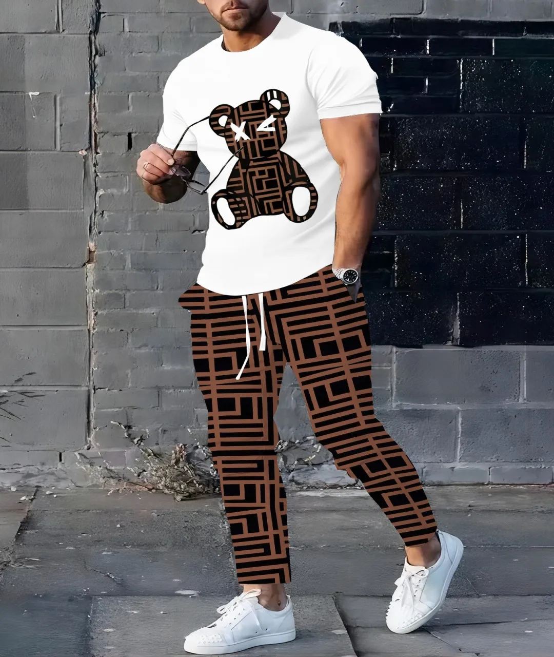 

2025 Summer new men's suit Summer daily fashion suit Outdoor city street suit 3D printed casual short-sleeved pants suit