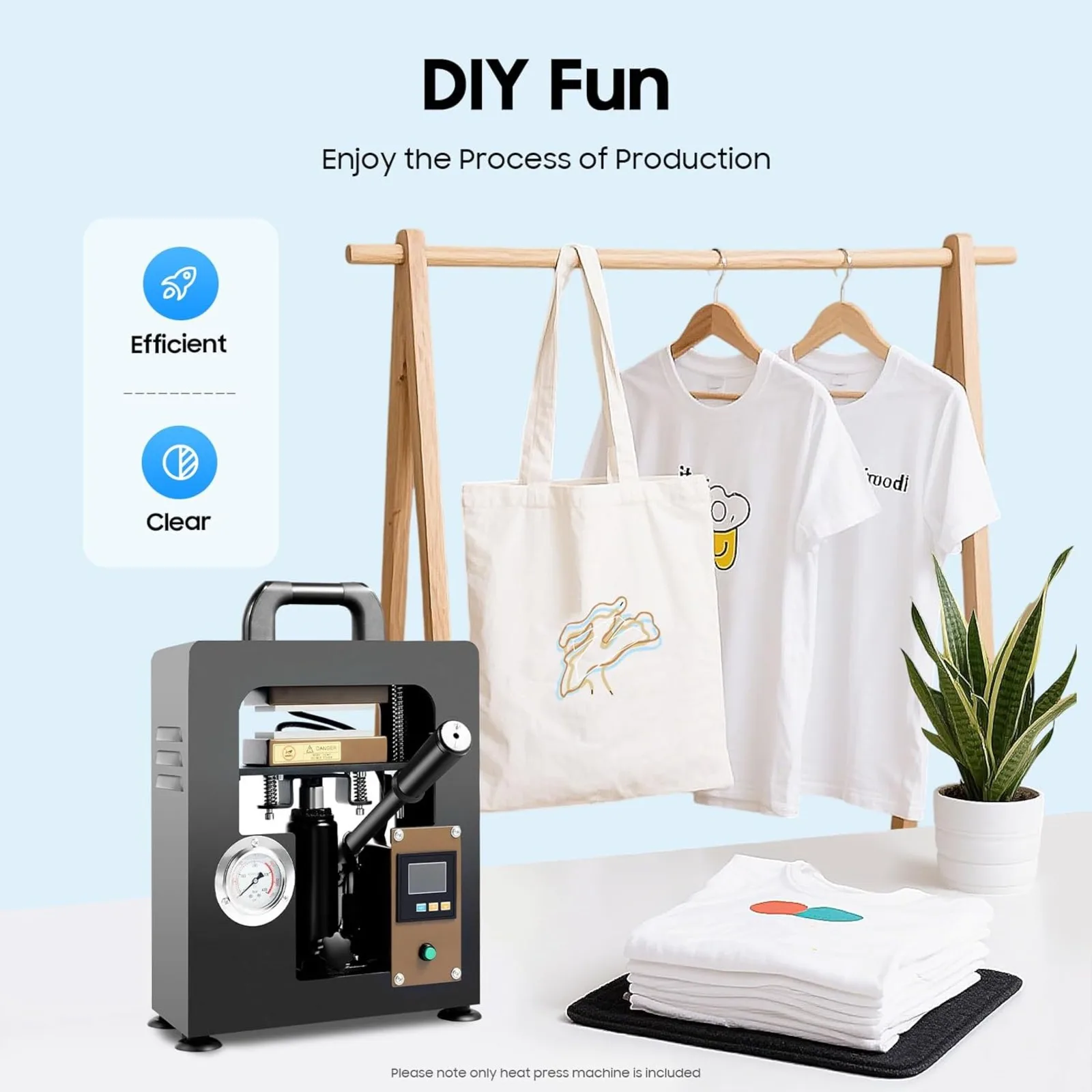 آلة الضغط الحراري الهيدروليكية BYMAOCAR 10 طن - آلة ضغط الزيت اليدوية المحمولة بقدرة 900 وات مع التحكم في درجة الحرارة/الوقت LCD (110 فولت)