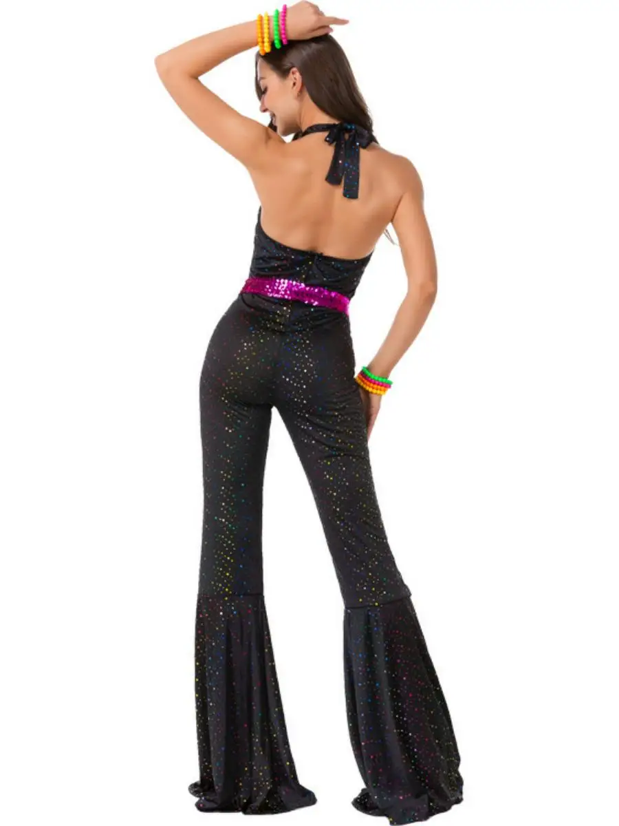 Abito da discoteca retrò Starry Faion Bell Bot anni '80 Abiti da performance da donna loween Costume hippie Cotone tradizionale St...