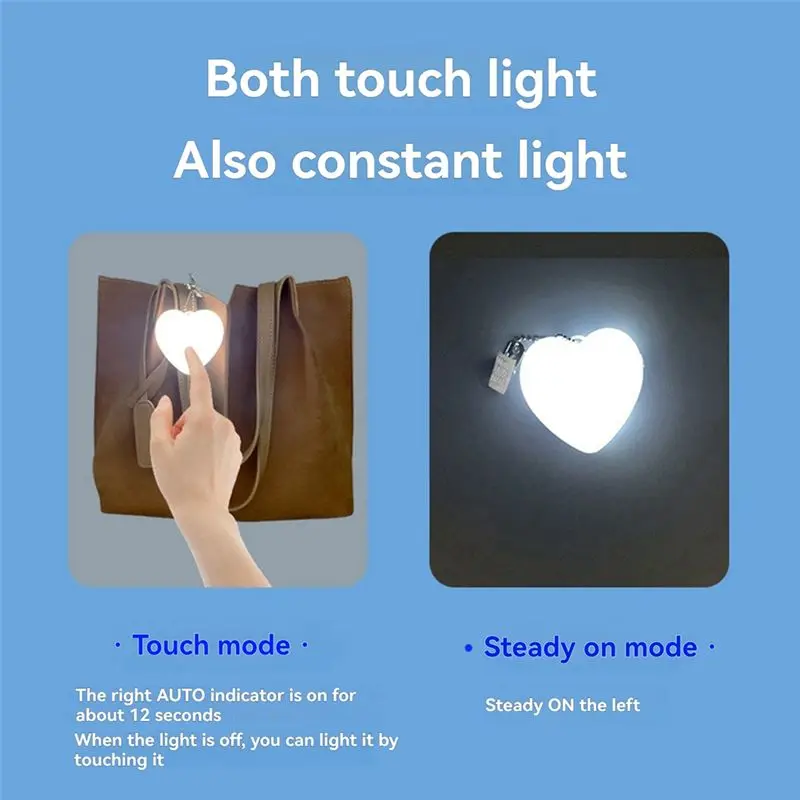 A98E-Heart Shape Purse Light - Sensor-Activated Handbag Illuminator With Soft Eye Protection Light For Women And Girls,